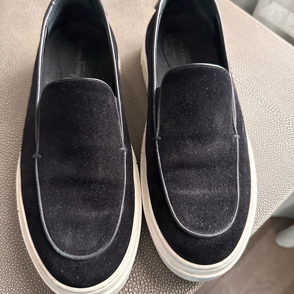 Salvatore Ferragamo Black Velvet Loafers